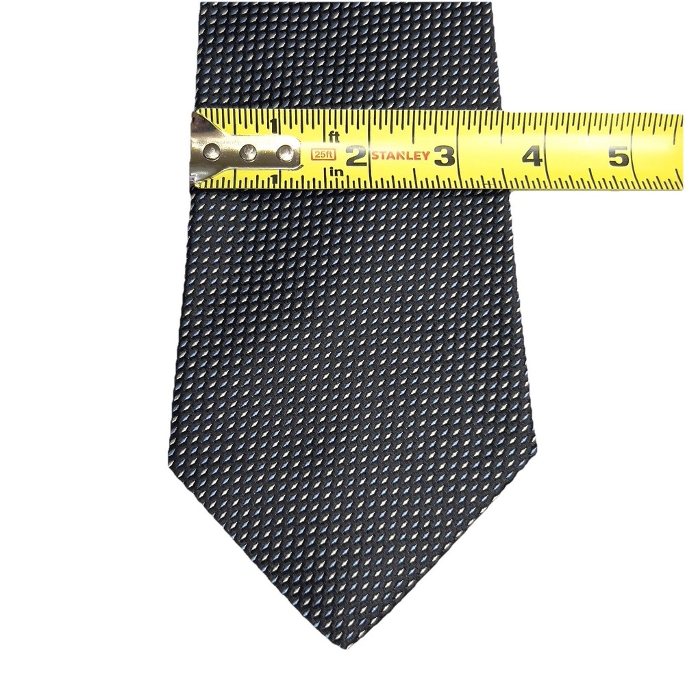 Tommy Hilfiger Necktie Mens Extra Long Navy Blue Silk Geometric Made in USA - Picture 8 of 8